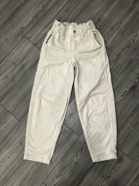 American Eagle Outfitters Cream High-Waist Corduroy barrel pants